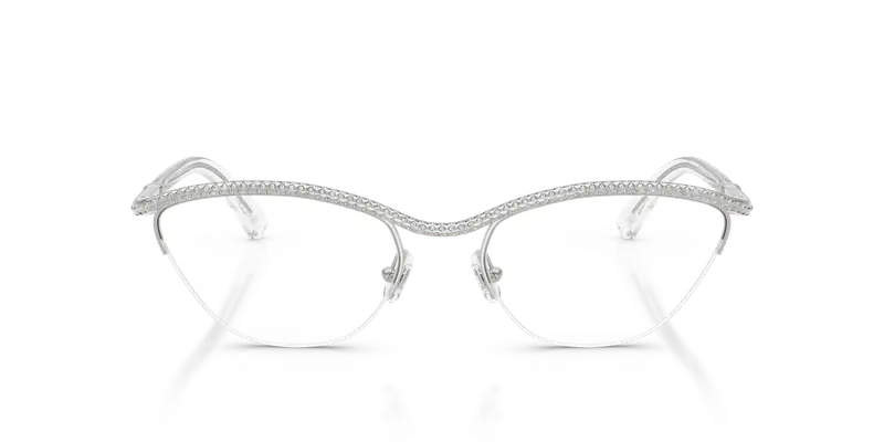 Swarovski Donna SK1026 4001 Montature da vista Metallo Argento Trasparente Rotonda Normale miniatura 2