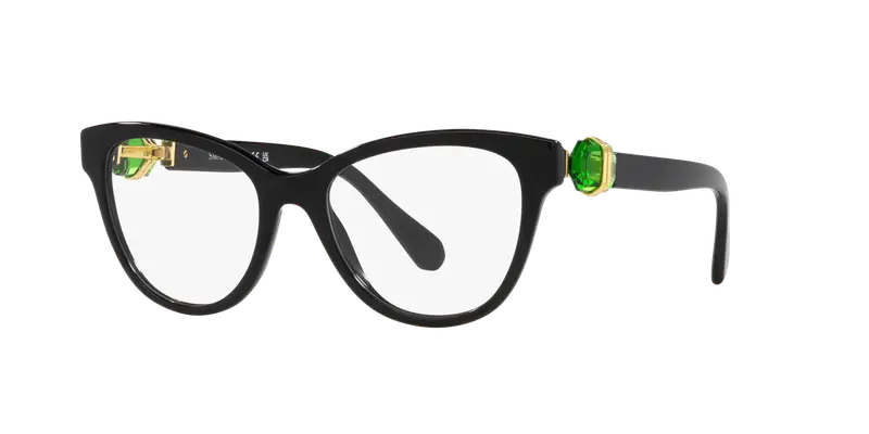 Swarovski Donna SK2004 1001 Montature da vista Acetato Nero Trasparente Rotonda Normale miniatura 2