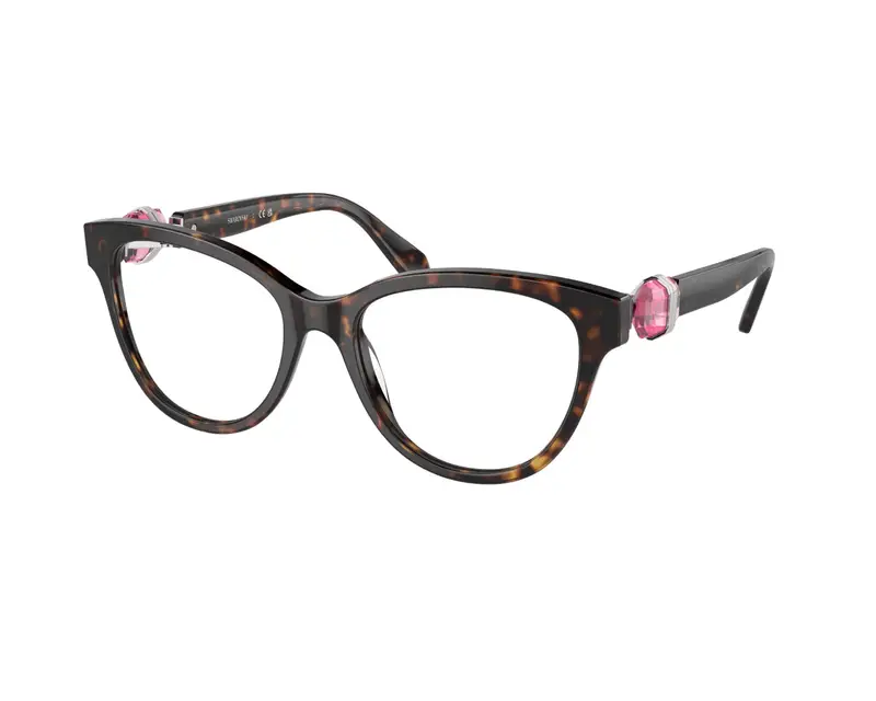 Swarovski Donna SK2004 1002 Montature da vista Acetato Marrone Trasparente Rotonda Normale