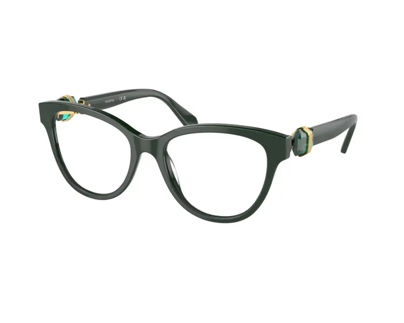 Donna SK2004 1026 Montature da vista Acetato Verde Trasparente Rotonda Normale