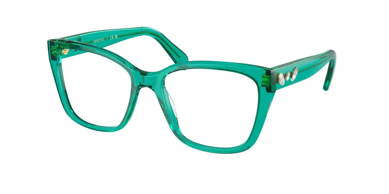 Swarovski Donna SK2008 1029 Montature da vista Acetato Verde Trasparente Geometrica Normale