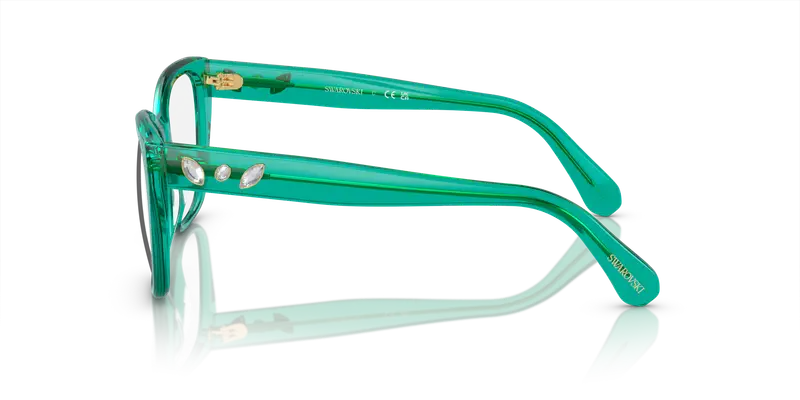 Swarovski Donna SK2008 1029 Montature da vista Acetato Verde Trasparente Geometrica Normale miniatura 3