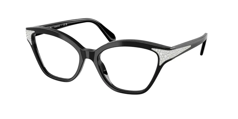 Swarovski Donna SK2029  1001 Montature da vista Acetato Nero Trasparente Cat Eye Normale