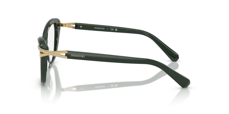 Swarovski Donna SK2031 1026 Montature da vista Acetato Verde Trasparente Cat Eye Normale miniatura 3