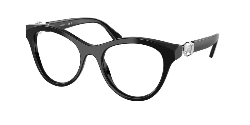 Swarovski Donna SK2036  1001 Montature da vista Acetato Nero Trasparente Rotonda Normale