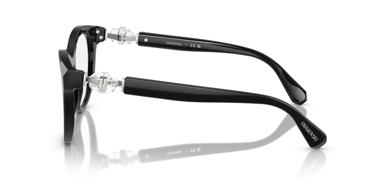 Swarovski Donna SK2036 1001 Montature da vista Acetato Nero Trasparente Rotonda Normale miniatura 3