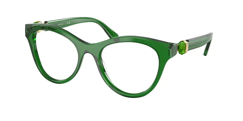 Swarovski Donna SK2036  1064 Montature da vista Acetato Verde Trasparente Rotonda Normale
