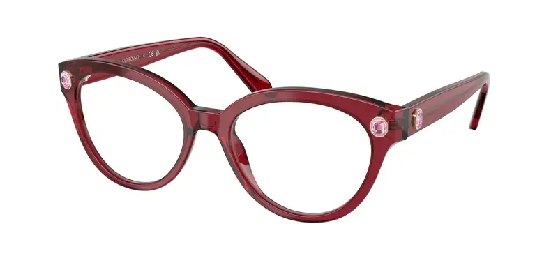 Swarovski Donna SK2037  1055 Montature da vista Acetato Rosso Trasparente Rotonda Normale