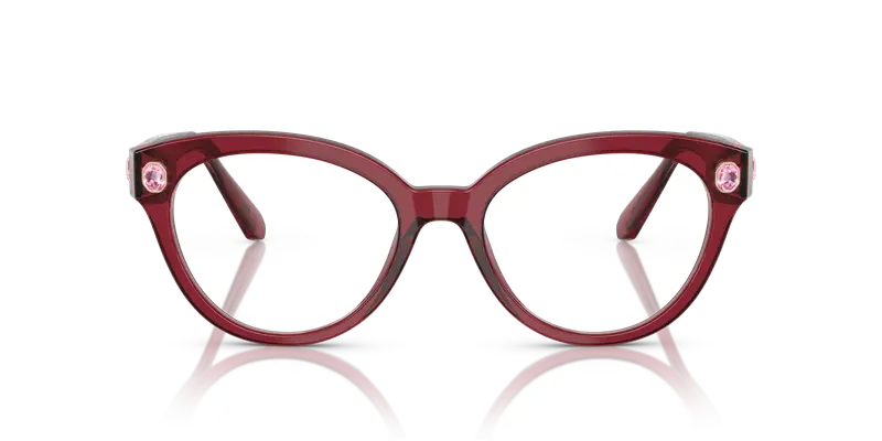 Swarovski Donna SK2037 1055 Montature da vista Acetato Rosso Trasparente Rotonda Normale miniatura 2