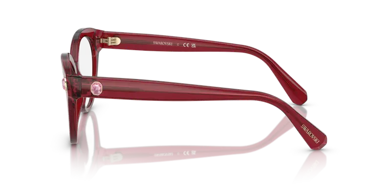 Swarovski Donna SK2037 1055 Montature da vista Acetato Rosso Trasparente Rotonda Normale miniatura 3