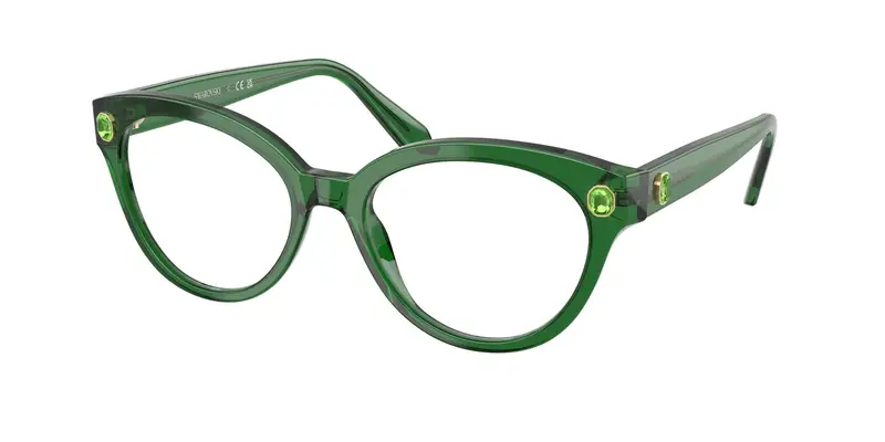 Swarovski Donna SK2037  1064 Montature da vista Acetato Verde Trasparente Rotonda Normale