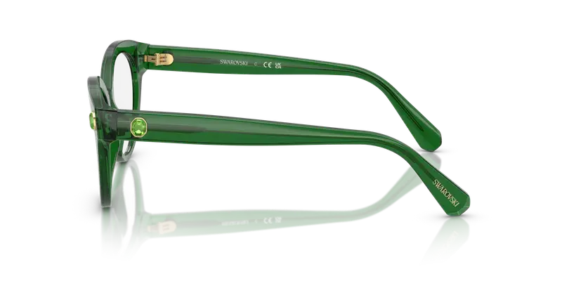 Swarovski Donna SK2037 1064 Montature da vista Acetato Verde Trasparente Rotonda Normale miniatura 3