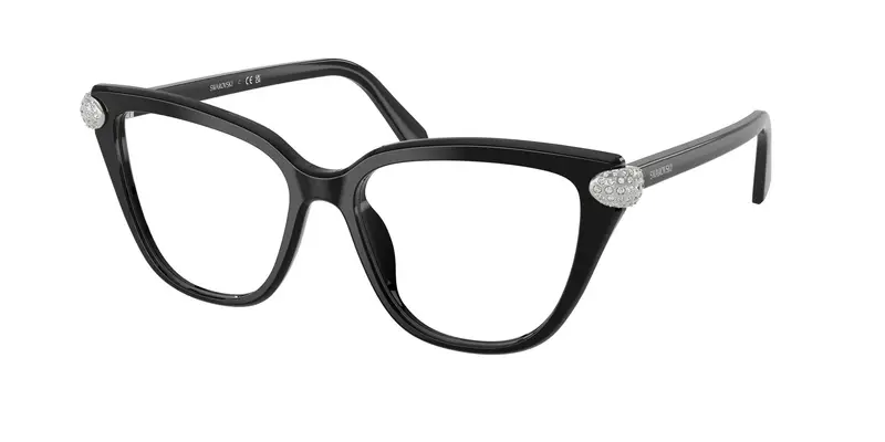 Swarovski Donna SK2045 1001 Montature da vista Acetato Nero Trasparente Cat Eye Normale