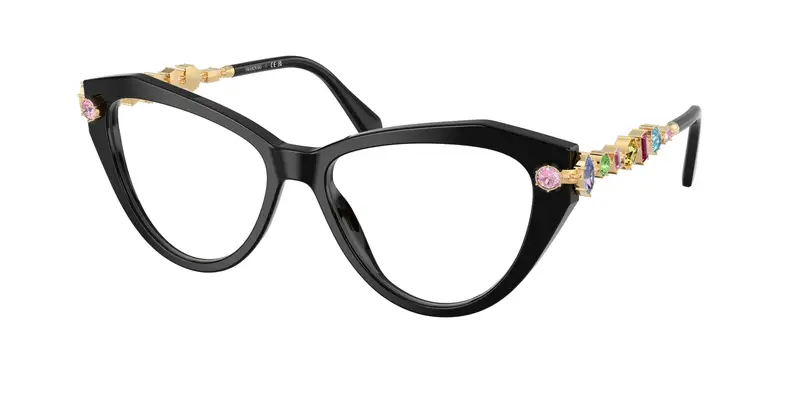 Swarovski Donna SK2047 1001 Montature da vista Acetato Nero Trasparente Cat Eye Normale