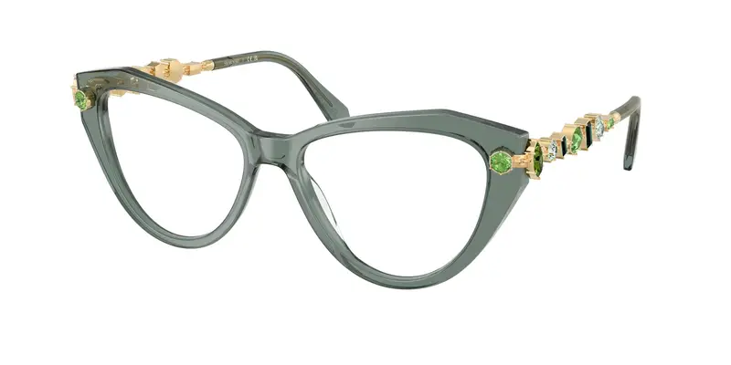 Swarovski Donna SK2047 1043 Montature da vista Acetato Verde Trasparente Cat Eye Normale