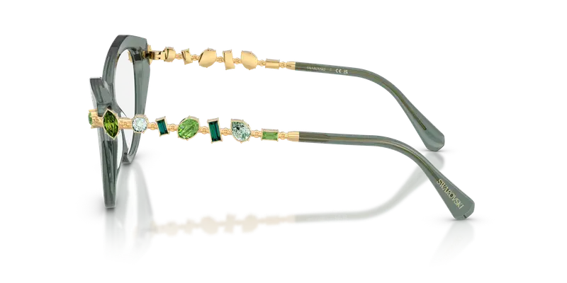 Swarovski Donna SK2047 1043 Montature da vista Acetato Verde Trasparente Cat Eye Normale miniatura 3