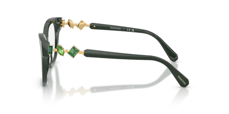 Swarovski Donna SK2048 1026 Montature da vista Acetato Verde Trasparente Squadrata Normale miniatura 3