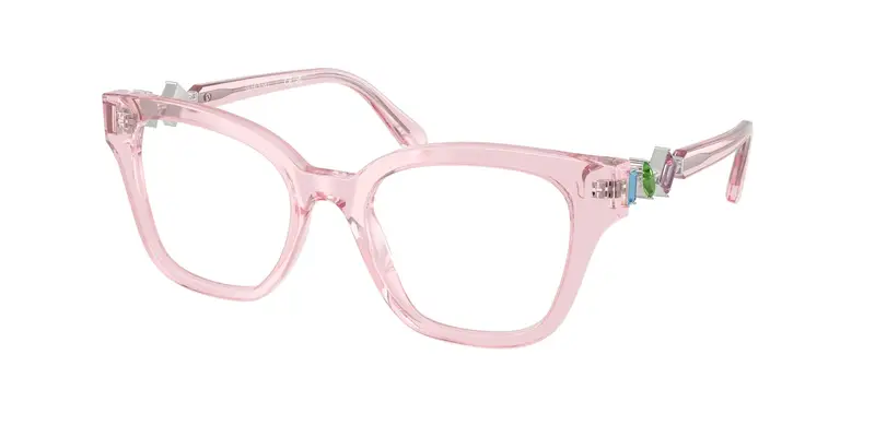 Swarovski Donna SK2048 3001 Montature da vista Acetato Rosa Trasparente Squadrata Normale