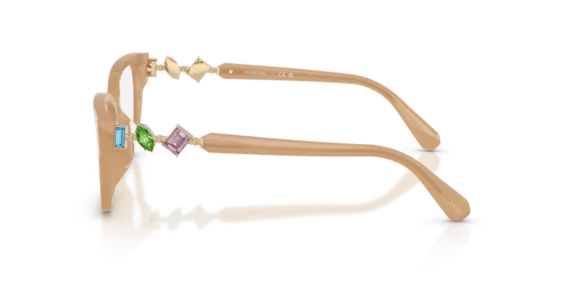 Swarovski Donna SK2049D 2002 Montature da vista Acetato Beige Trasparente Pillow Normale miniatura 3