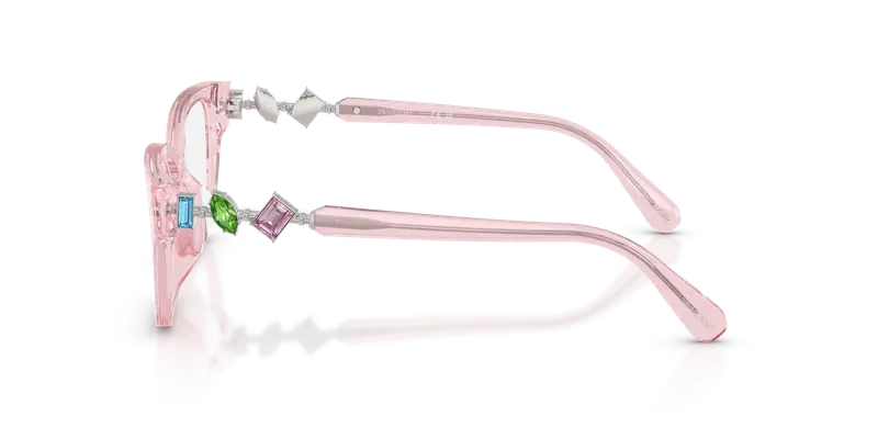 Swarovski Donna SK2049D 3001 Montature da vista Acetato Rosa Trasparente Pillow Normale miniatura 3
