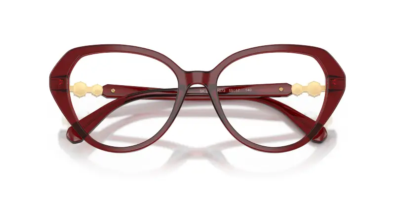 Donna SK2054 1073 Montature da vista Acetato Rosso Trasparente Cat Eye Normale miniatura 2