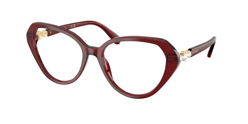 Donna SK2054 1073 Montature da vista Acetato Rosso Trasparente Cat Eye Normale