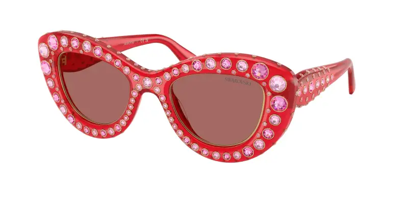 Donna Swarovski SK6060 110369 Occhiali da sole Acetato Rosso Viola Cat Eye Normale