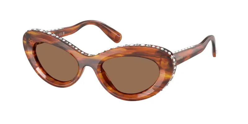 Donna Swarovski SK6061U 109173 Occhiali da sole Acetato Marrone Marrone Cat Eye Normale