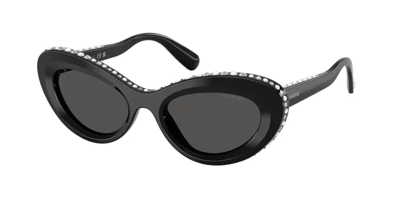 Donna Swarovski SK6061U 109387 Occhiali da sole Acetato Nero Grigio Cat Eye Normale