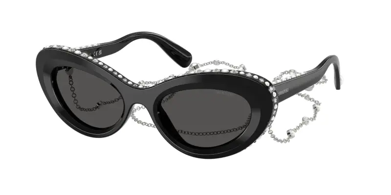 Donna Swarovski SK6061U 110687 Occhiali da sole Acetato Nero Grigio Cat Eye Normale
