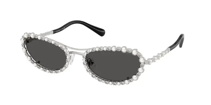 Donna Swarovski SK7044 400187 Occhiali da sole Metallo Argento Grigio Rotonda Normale