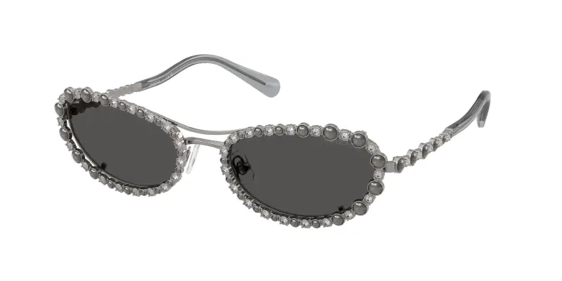 Donna Swarovski SK7044 400987 Occhiali da sole Metallo Grigio Grigio Rotonda Normale