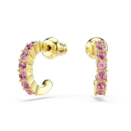 Swarovski Orecchini a cerchio Mini Hoop, Taglio Round, Rosa, Placcato color oro