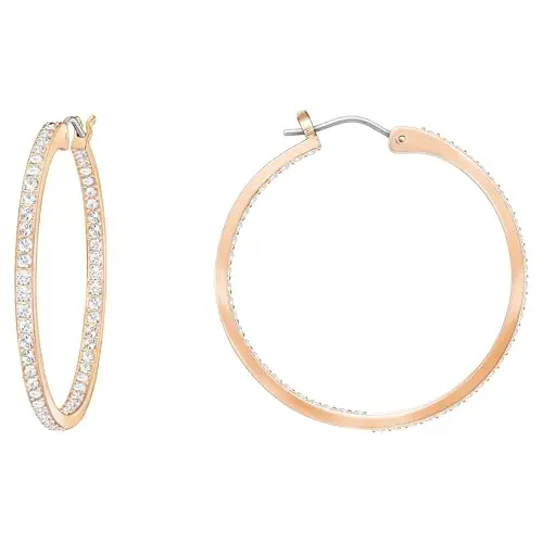 Swarovski Orecchini a cerchio Sommerset, Bianchi, Placcato color oro rosa miniatura 2