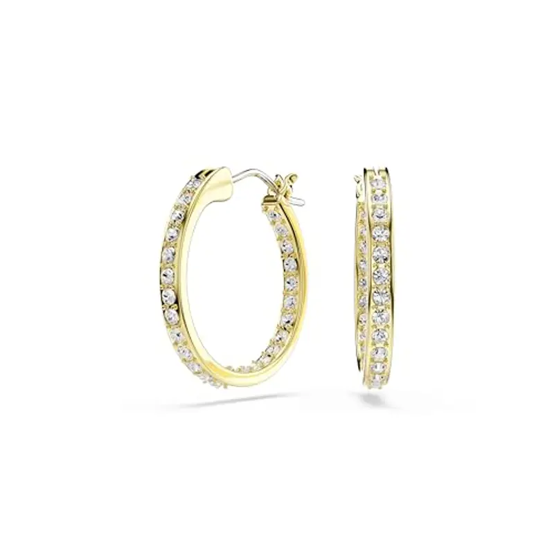 Swarovski Orecchini a cerchio Sommerset, Piccoli, Bianchi, Placcato color oro