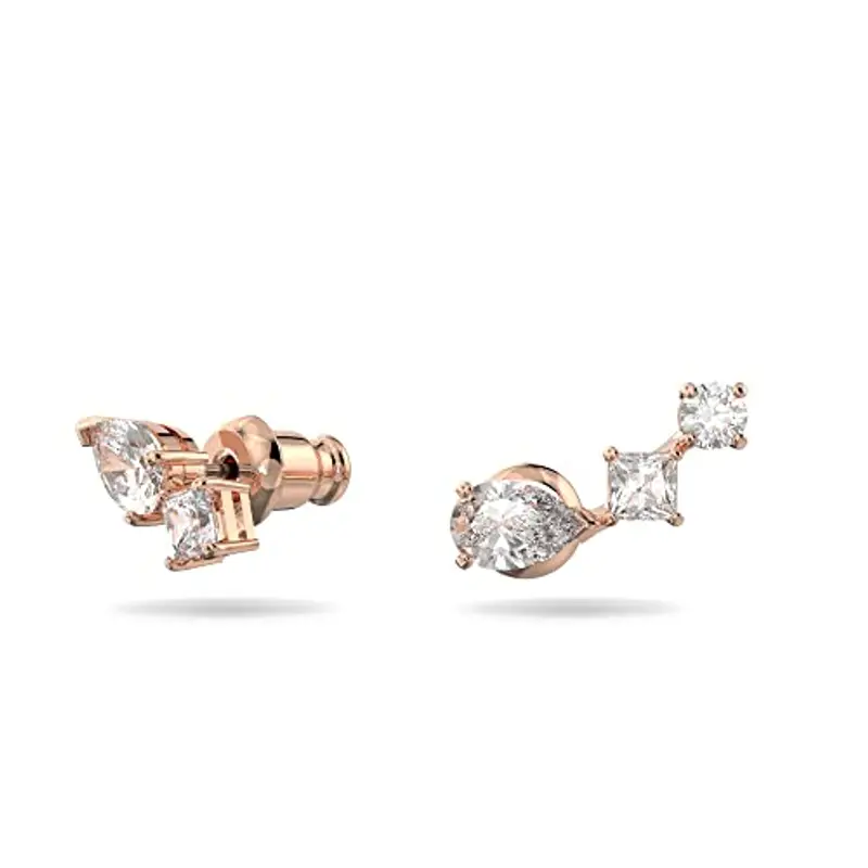 Swarovski Orecchini a lobo Mesmera, Design asimmetrico, Bianchi, Placcato color oro rosa miniatura 2