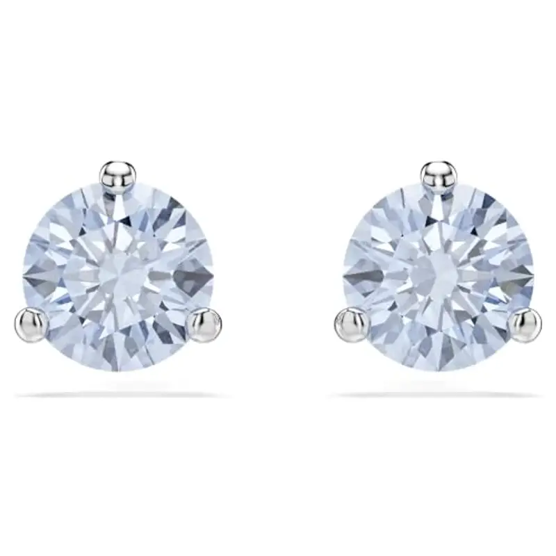 Swarovski Orecchini a lobo Solitaire, Taglio Round, Blu, Placcato rodio