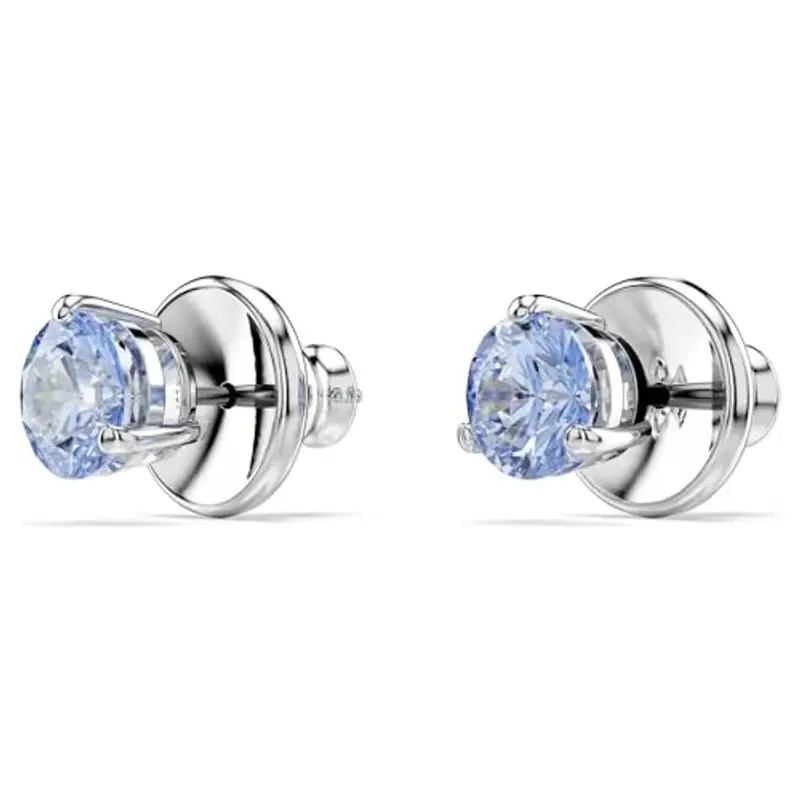 Swarovski Orecchini a lobo Solitaire, Taglio Round, Blu, Placcato rodio miniatura 2
