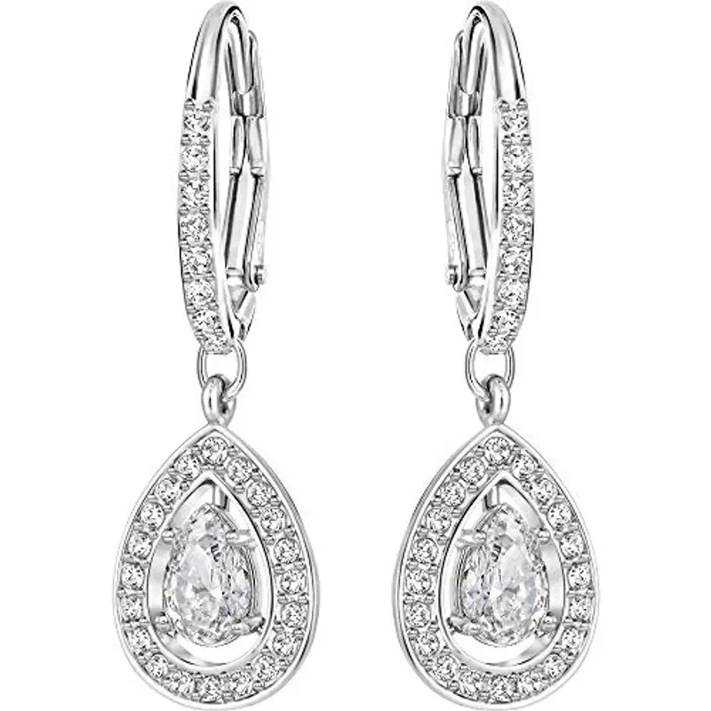 Swarovski Orecchini pendenti Angelic, Taglio Round, Bianchi, Placcato rodio