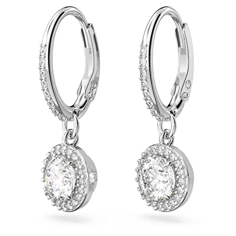 Swarovski Orecchini pendenti Constella, Taglio tondo, Pavé, Bianchi, Placcato rodio miniatura 2