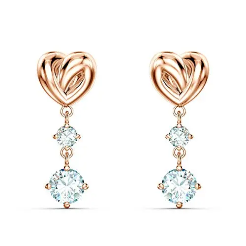 Swarovski Orecchini pendenti Lifelong Heart, Cuore, Bianchi, Placcato color oro rosa