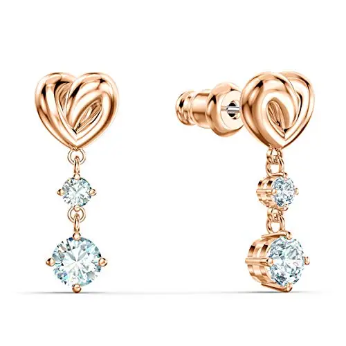 Swarovski Orecchini pendenti Lifelong Heart, Cuore, Bianchi, Placcato color oro rosa miniatura 2