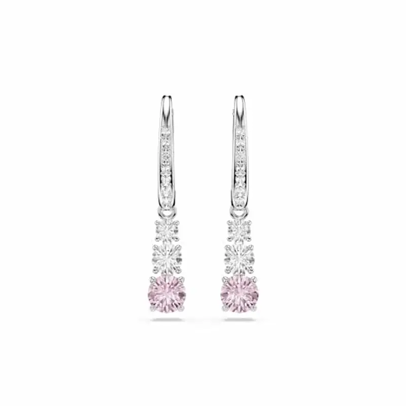 Swarovski Orecchini pendenti Stilla Attract, Taglio Round, Rosa, Placcato rodio miniatura 2
