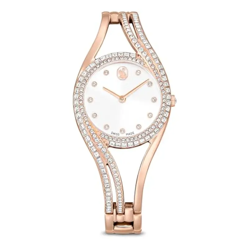 Swarovski Orologio bangle Hyperbola, Fabbricato in Svizzera, Tono oro rosa, Finitura in tono oro rosa