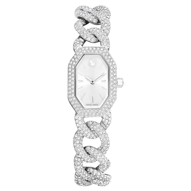 Swarovski Orologio Dextera Chain, Fabbricato in Svizzera, Bracciale in cristallo, Tono argentato, Acciaio inossidabile