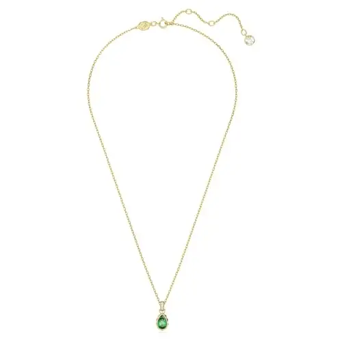 Swarovski Pendente Stilla, Taglio Pear, Verde, Placcato color oro miniatura 3