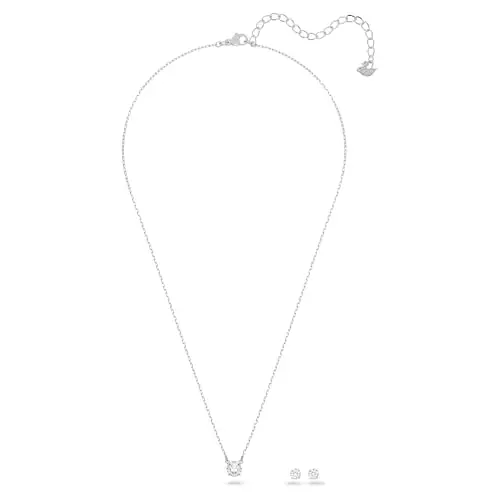 Swarovski Set Attract Round, bianco, Placcatura rodio miniatura 2