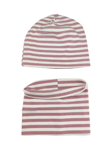 SWAUSWAUK Cappello y Sciarpa Bambina Invernale 0-6 Anni - Set Berretto Sciarpa Bimba da 6 Mesi a 6 Anni Strisce Rosa