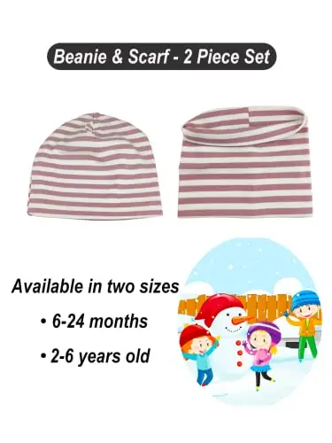 SWAUSWAUK Cappello y Sciarpa Bambina Invernale 0-6 Anni - Set Berretto Sciarpa Bimba da 6 Mesi a 6 Anni Strisce Rosa miniatura 2