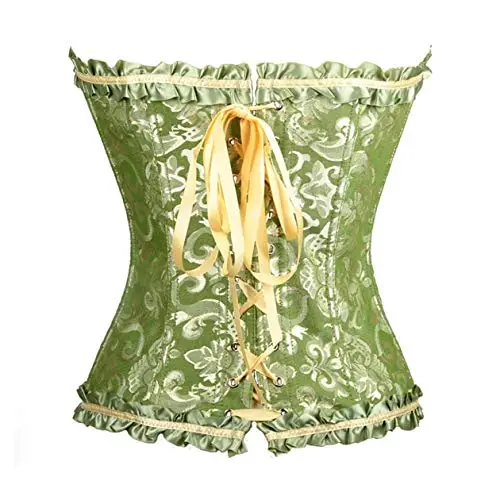 SxyBox Corsetto Donna Sexy Burlesque Overbust Corsetti Bustino per Halloween, Carnevale e Feste, Verde, S miniatura 3